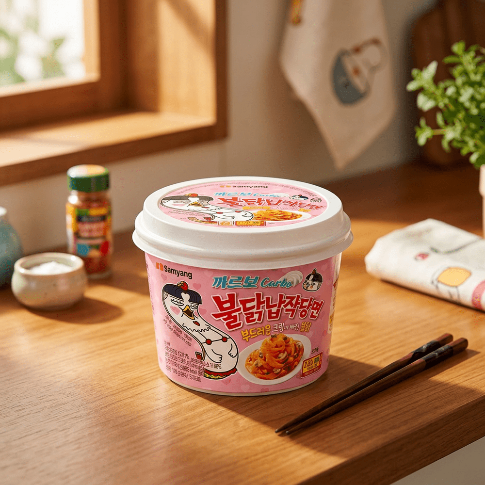 Samyang Buldak Dangmyeon Carbonara nouilles instantanées coréennes plates et larges