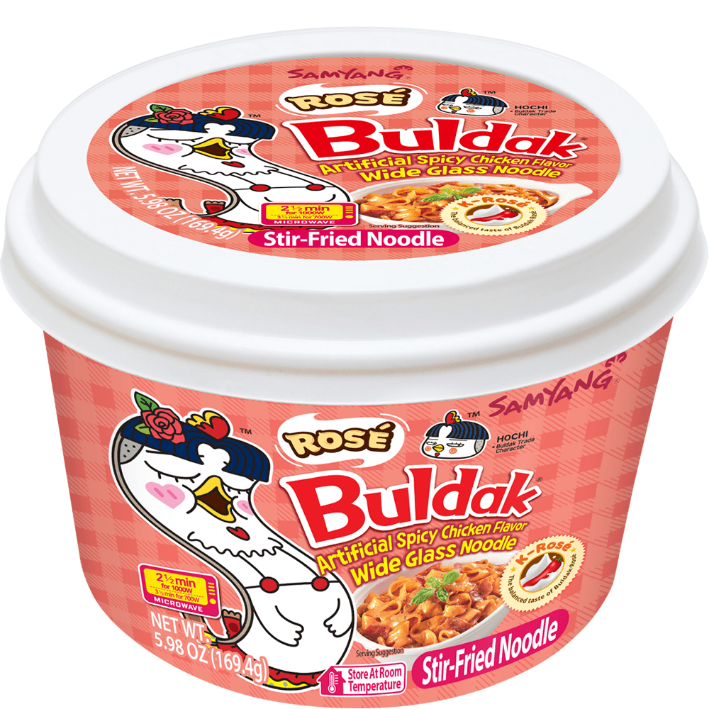 Samyang Buldak Dangmyeon Rose nouilles instantanées coréennes plates et larges