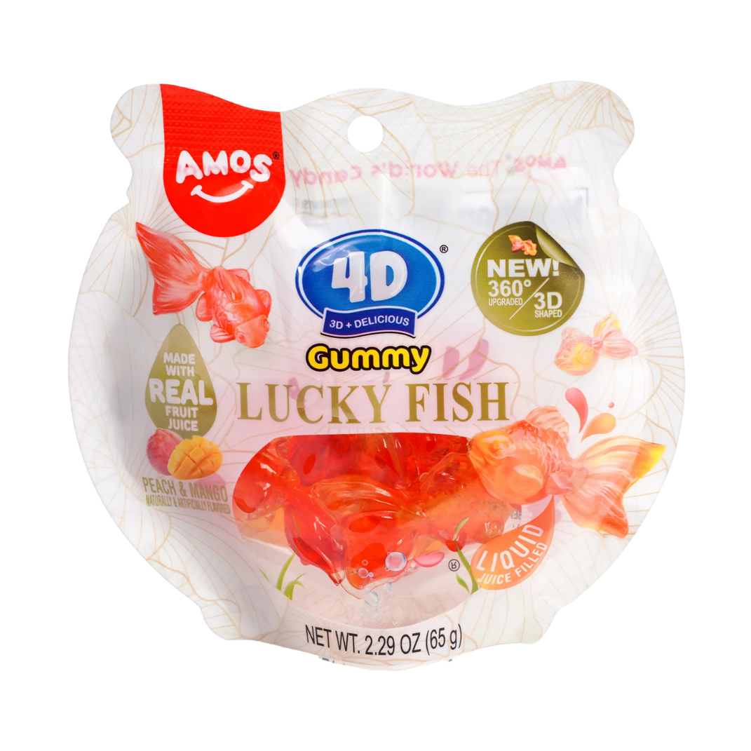 Caramelos de goma Amos 4D con forma de pez de la suerte