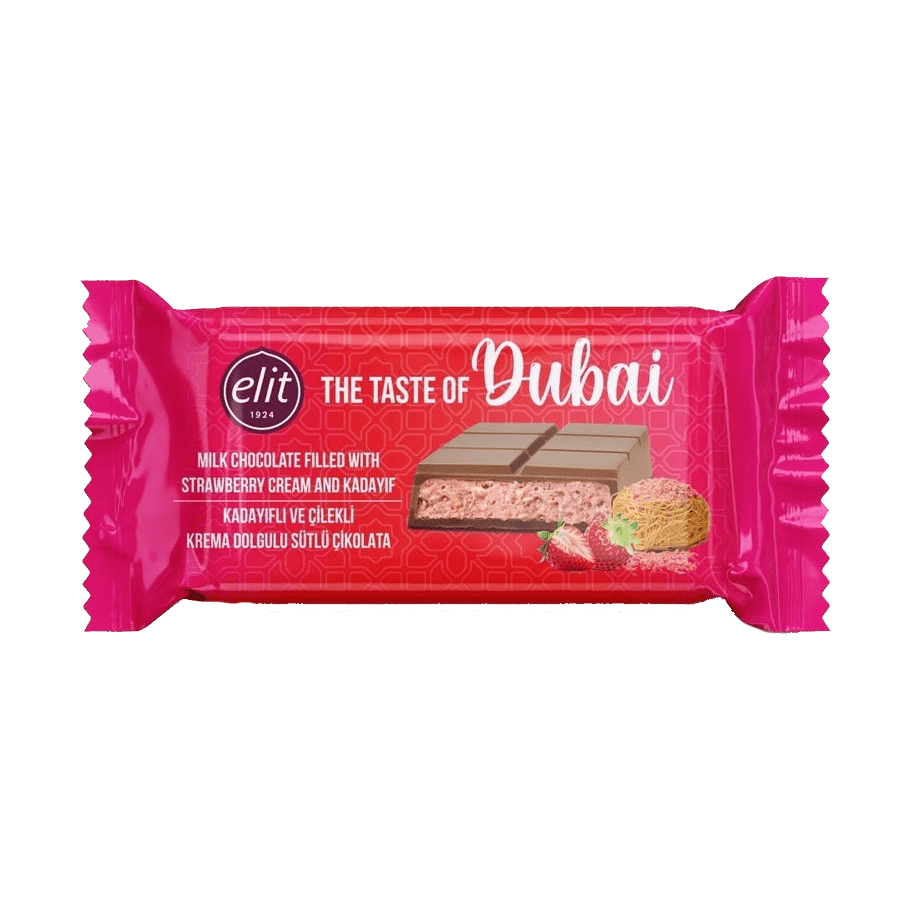 Elit Dubai Chocolate con Leche Relleno Crema de Fresa y Kadayif
