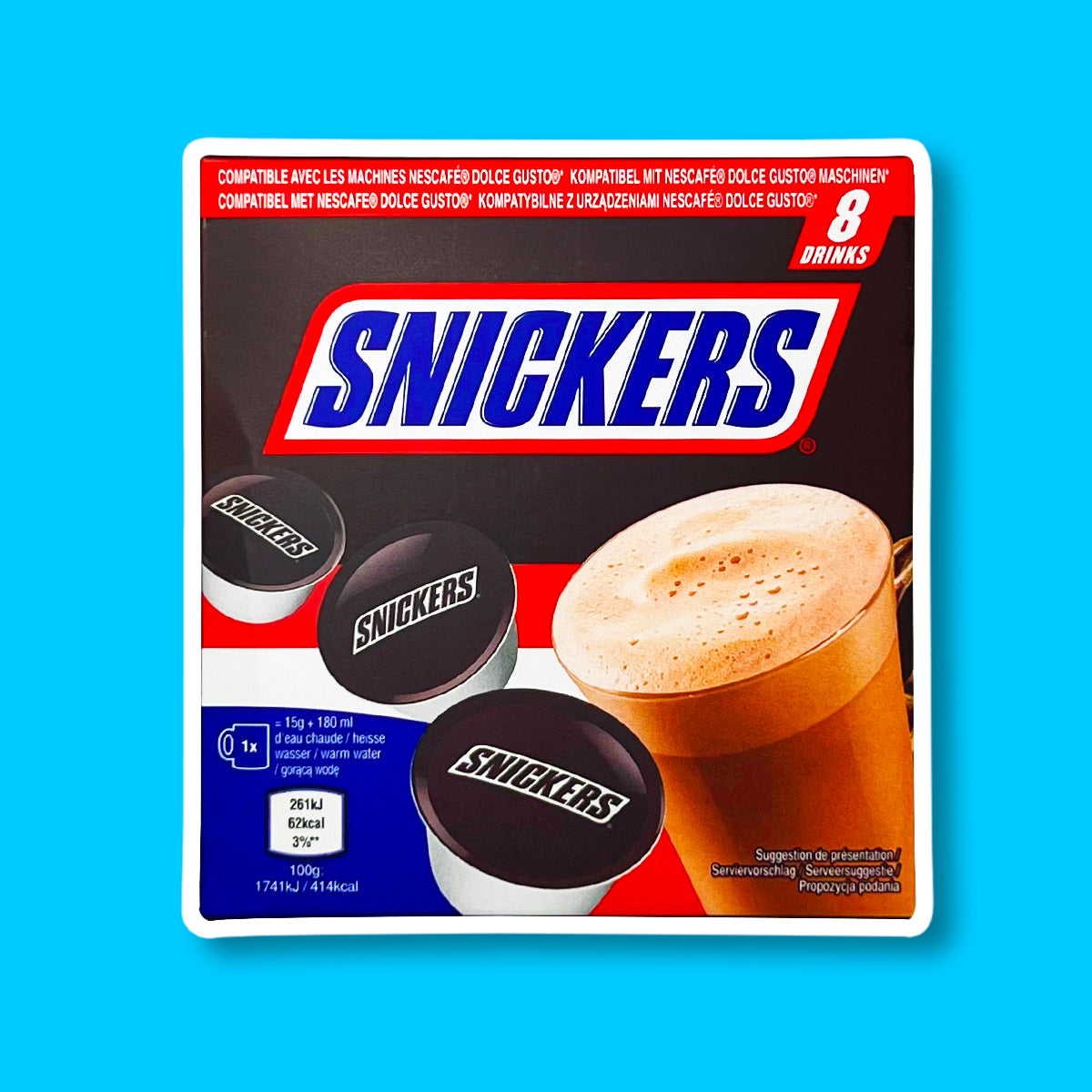 8 Capsules Chocolat Chaud Snickers Dolce Gusto