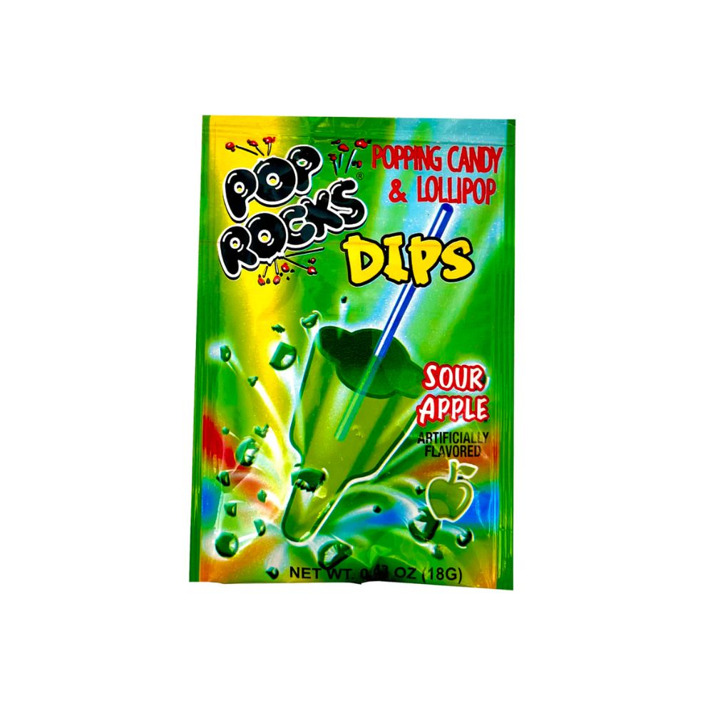 Pop Rocks Dips Popping Candy With Lollipop Sour Apple - My American Shop France