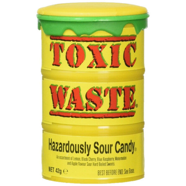 Tambor de caramelos ácidos Toxic Waste amarillos