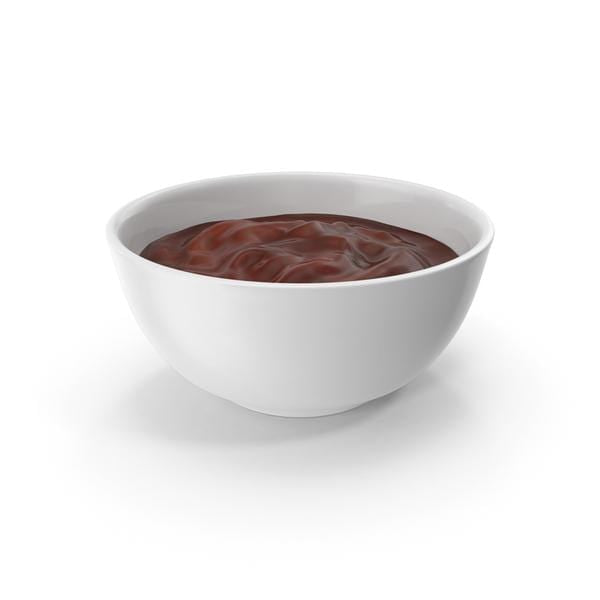 Un petit bol en verre sur fond blanc avec une sauce rouge