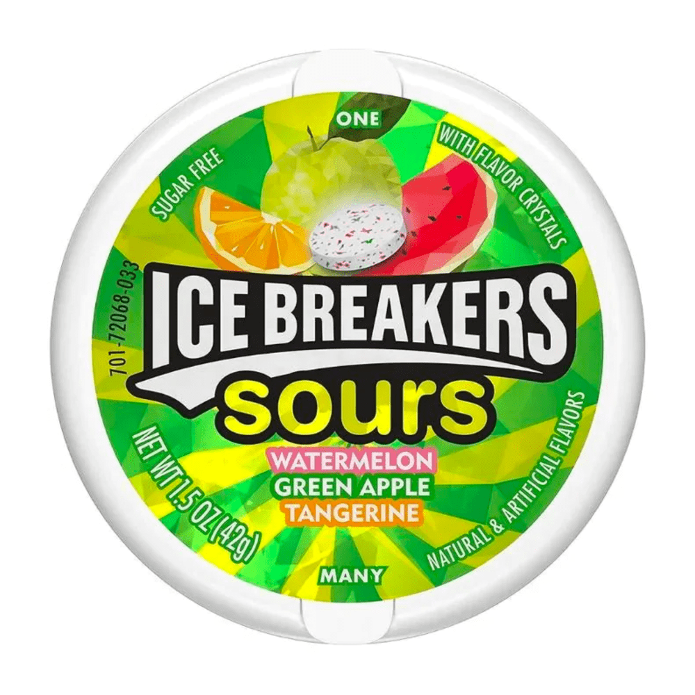 Ice Breakers Sours Watermelon Green Apple Tangerine - My American Shop France