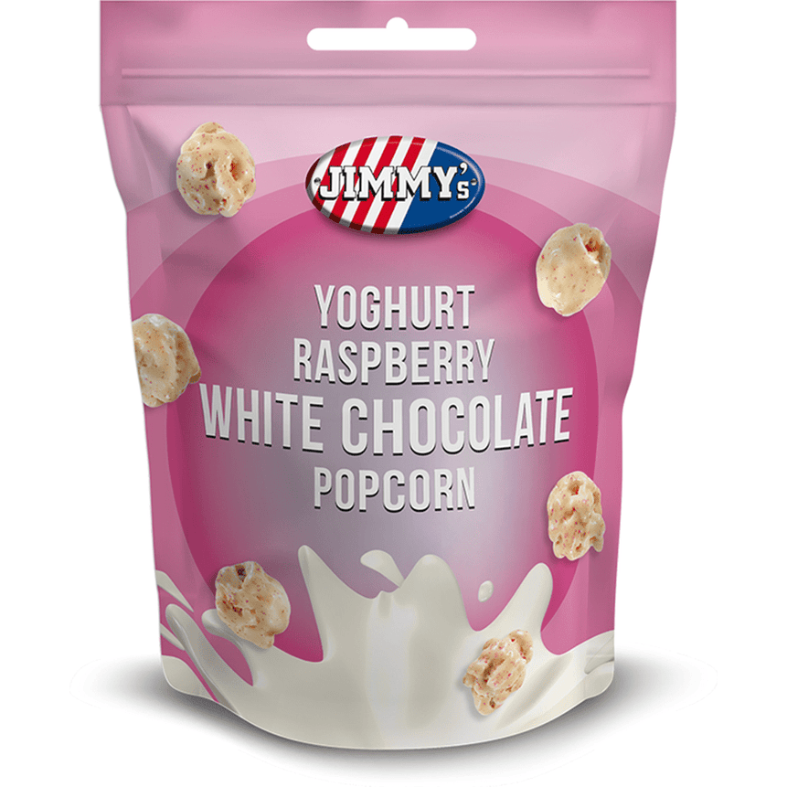 Jimmy's Yoghurt Raspberry White Chocolate Pop Corn - My American Shop